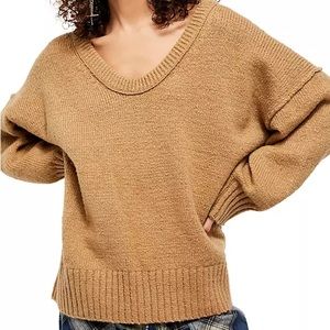 Free People Brookside Sweater in Camel XL